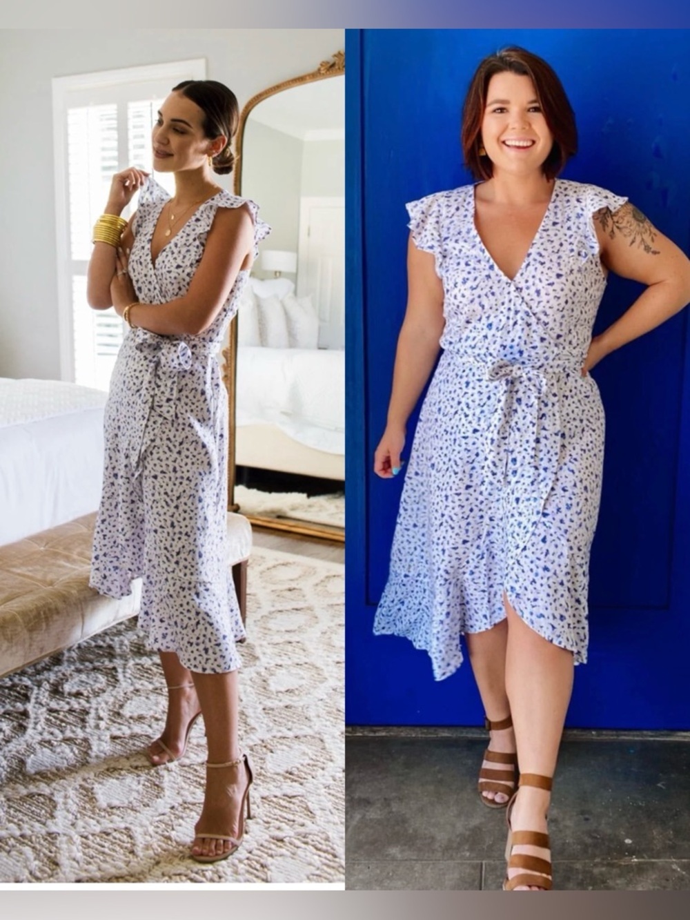 NWT CaralynMirand X The Drop Ruffle Wrap Dress , size‎ M